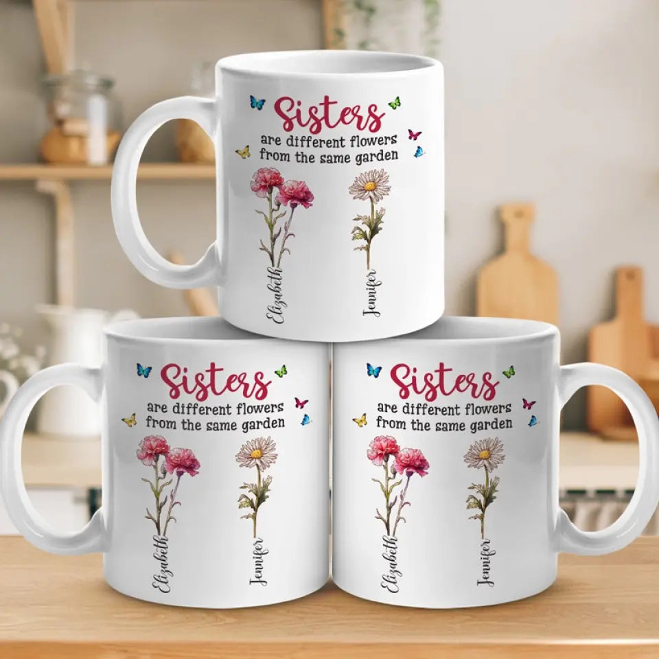 Different Flowers From The Same Garden - Family Personalized Custom Mug - Gift For Family Members, Siblings, Brothers, Sisters