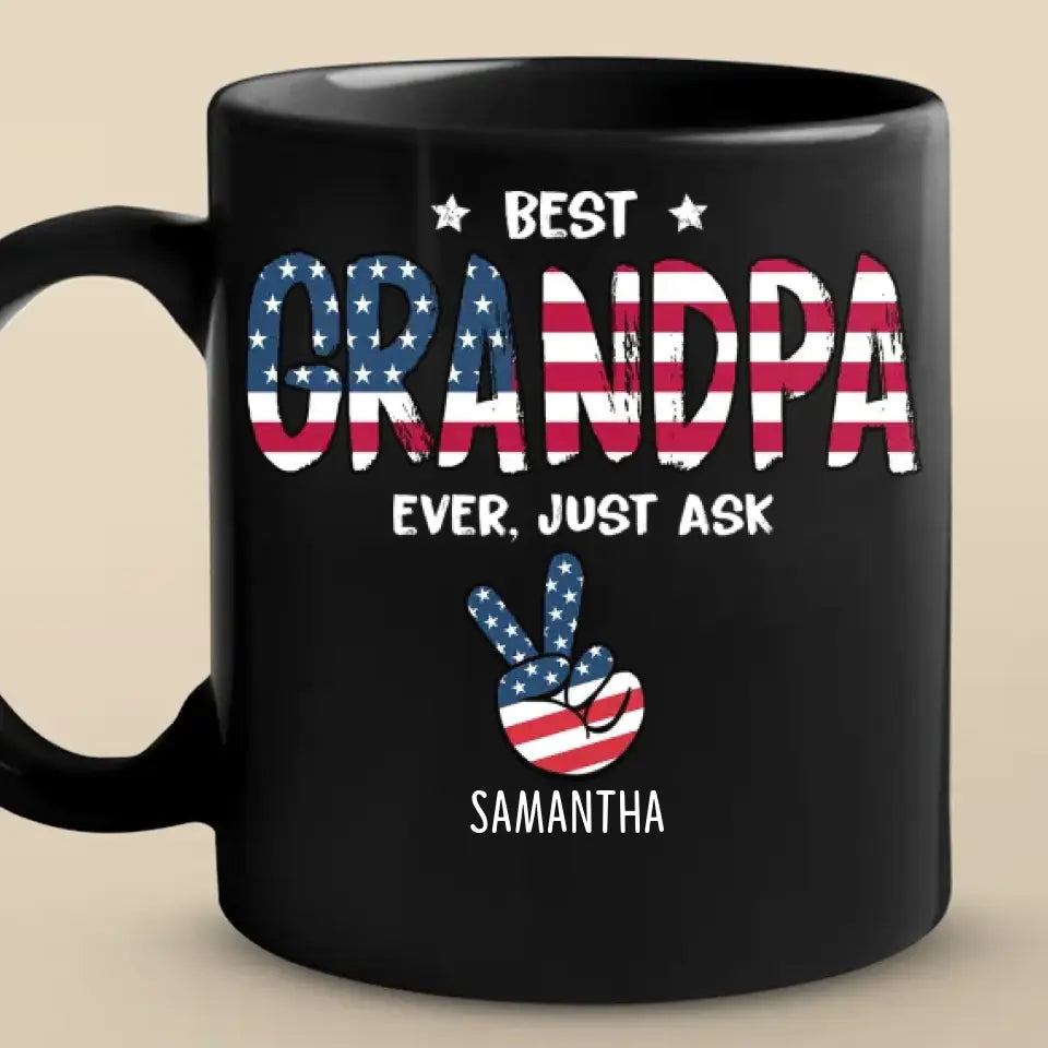 Best Grandpa Ever - Family Personalized Custom Black Mug - Gift For Dad, Grandpa