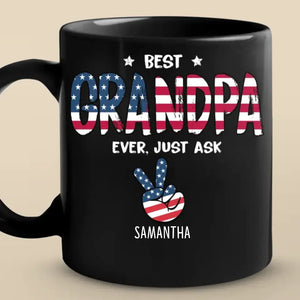 Best Grandpa Ever - Family Personalized Custom Black Mug - Gift For Dad, Grandpa