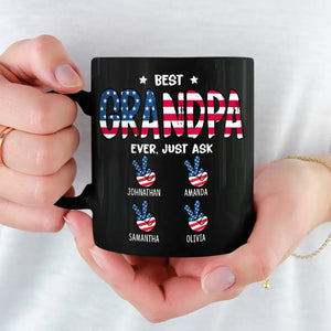 Best Grandpa Ever - Family Personalized Custom Black Mug - Gift For Dad, Grandpa