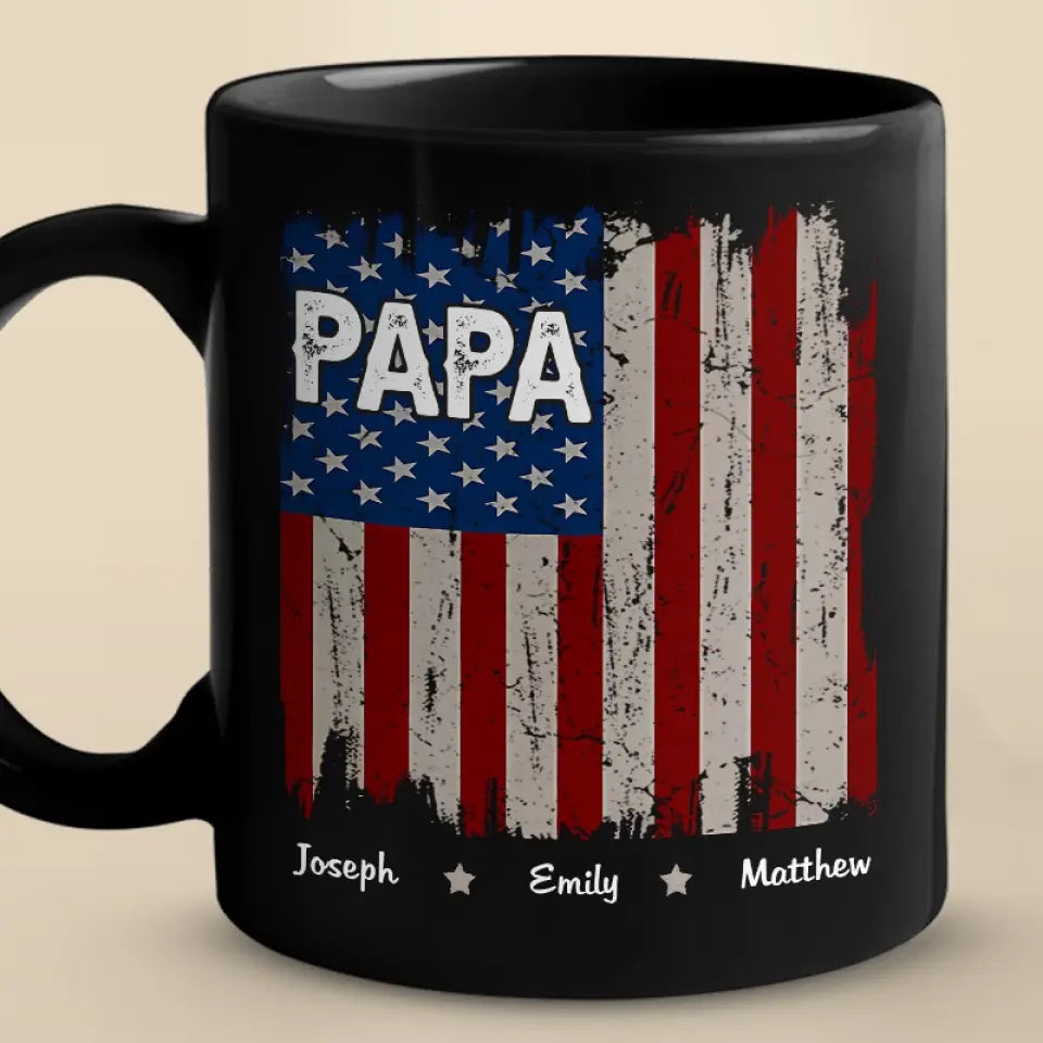 You Embody The Heart Of America - Family Personalized Custom Black Mug - Gift For Dad, Grandpa