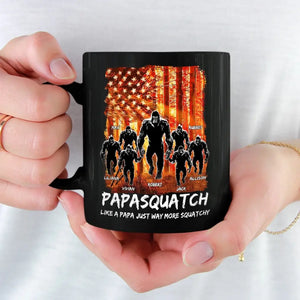 Like A Papa Just Way More Squatchy - Family Personalized Custom Black Mug - Gift For Dad, Grandpa