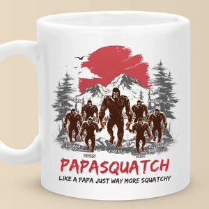 When The Moon Shines, Bigfoot Papa Rises - Family Personalized Custom Mug - Gift For Dad, Grandpa