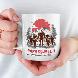 When The Moon Shines, Bigfoot Papa Rises - Family Personalized Custom Mug - Gift For Dad, Grandpa