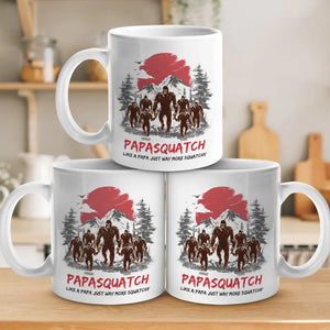 When The Moon Shines, Bigfoot Papa Rises - Family Personalized Custom Mug - Gift For Dad, Grandpa