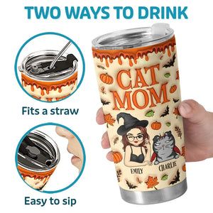 Cute Witch Cat Halloween - Cat Personalized Custom 3D Inflated Effect Printed Tumbler - Halloween Gift For Pet Owners, Pet Lovers