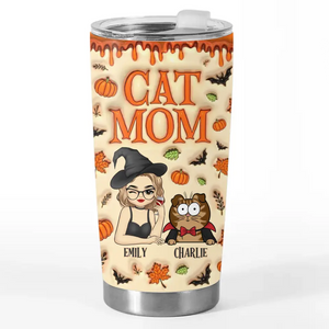 Cute Witch Cat Halloween - Cat Personalized Custom 3D Inflated Effect Printed Tumbler - Halloween Gift For Pet Owners, Pet Lovers