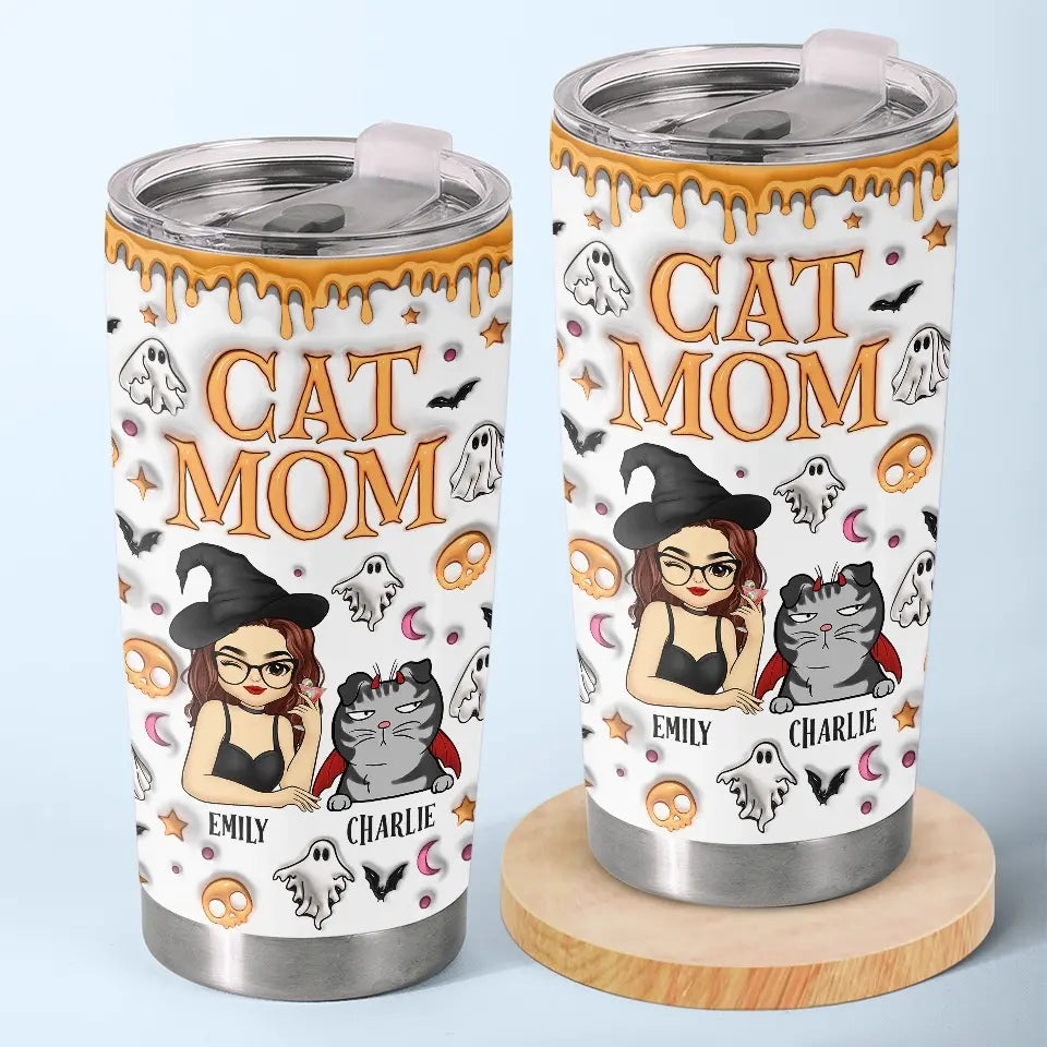 Time To Put On My Halloween Costume - Cat Personalized Custom 3D Inflated Effect Printed Tumbler - Halloween Gift For Pet Owners, Pet Lovers