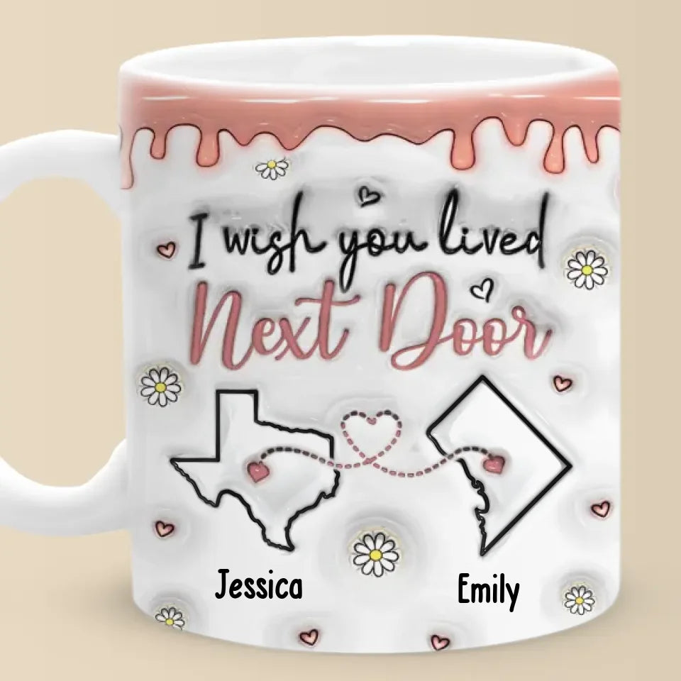 Friendship Transcends Distance And Time - Bestie Personalized Custom 3D Inflated Effect Printed Mug - Gift For Best Friends, BFF, Sisters