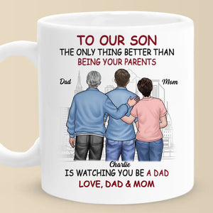 Proud Of You - Family Personalized Custom Mug - Father's Day, Gift For Son