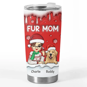 Furry And Festive - Dog & Cat Personalized Custom 3D Inflated Effect Printed Tumbler - Christmas Gift For Pet Owners, Pet Lovers