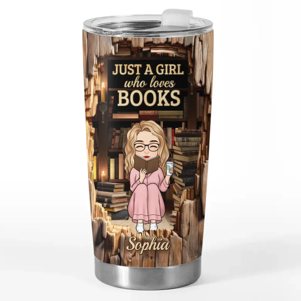 Just A Girl With A Passion For Reading - Personalized Custom Tumbler - Christmas Gift For Book Lovers