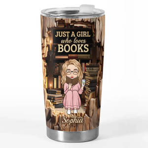 Just A Girl With A Passion For Reading - Personalized Custom Tumbler - Christmas Gift For Book Lovers