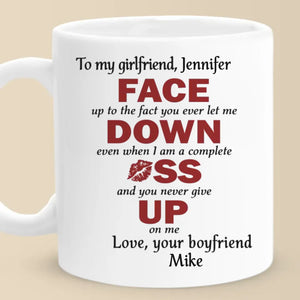 You Never Give Up On Me - Couple Personalized Custom Mug - Christmas Gift For Husband Wife, Anniversary