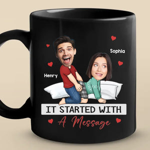 Custom Photo Being Bad Together Has Never Felt So Good - Couple Personalized Custom Black Mug - Gift For Husband Wife, Anniversary