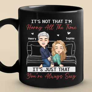 All My Naughty Thoughts Involve Me & You - Couple Personalized Custom Black Mug - Gift For Husband Wife, Anniversary