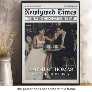 Custom Photo Newlywed Times, The Wedding Of The Year - Couple Personalized Custom Vertical Poster - Gift For Husband Wife, Anniversary