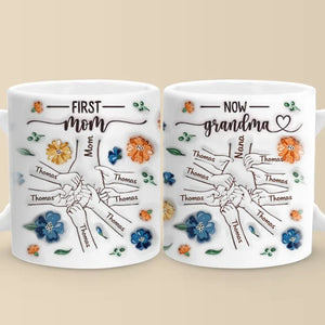 A Grandma’s Heart Is A Mother’s Love Multiplied - Family Personalized Custom 3D Inflated Effect Printed Mug - Gift For Mom, Grandma