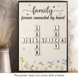 Forever Connected By Heart - Family Personalized Custom Vertical Poster - Gift For Family Members, Siblings, Brothers, Sisters, Best Friends