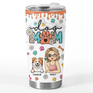 A Dog Mom's World Revolves Around Her Four-Legged Friend - Dog Personalized Custom 3D Inflated Effect Printed Tumbler - Christmas Gift For Pet Owners, Pet Lovers