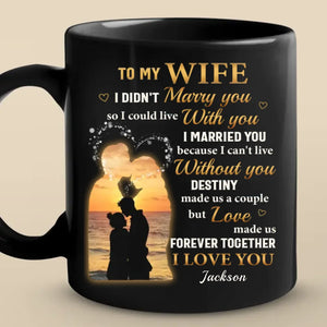 Destiny Made Us A Couple But Love Made Us Forever Together - Couple Personalized Custom Black Mug - Gift For Husband Wife, Anniversary