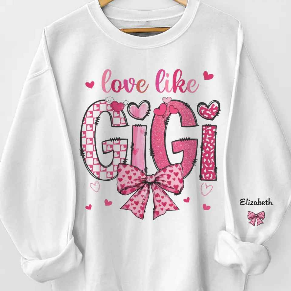 Her Love Is In Every Moment - Family Personalized Custom Unisex Sweatshirt, Hoodie With Design On Sleeve - Gift For Mom, Grandma