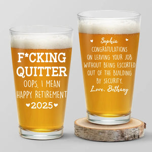 Now You Can Do Nothing All Day - Coworker Personalized Custom Beer Glass - Appreciation, Retirement Gift For Coworkers, Work Friends, Colleagues