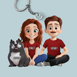 Paws, Love, And Forever Together - Dog Personalized Custom Shaped Acrylic Keychain - Gift For Pet Owners, Pet Lovers