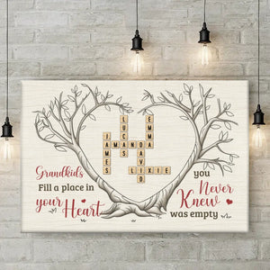 Grandkids Bring Joy To Every Corner Of Your Heart - Family Personalized Custom Horizontal Canvas - Gift For Grandma, Grandpa, Grandkid