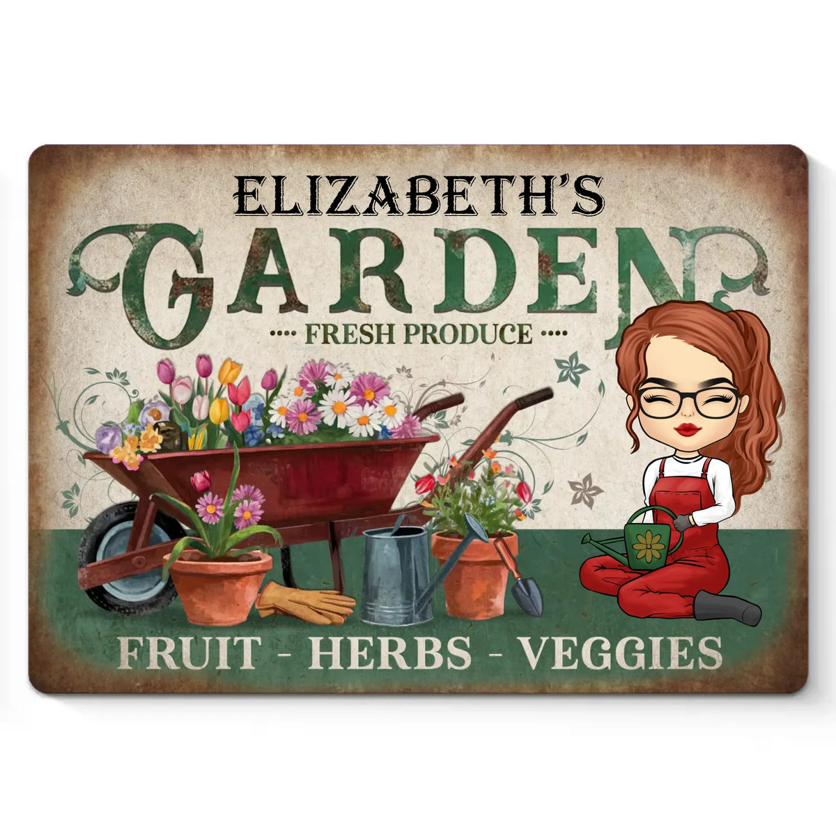 Fruit Herbs Veggies - Family Personalized Custom Home Decor Metal Sign - Gift For Yourself, Best Friends, Siblings, Family Members