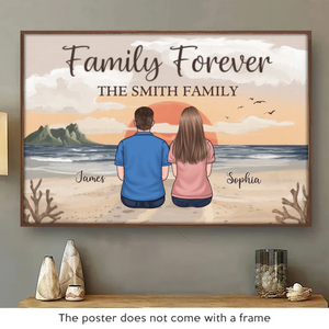 Family Forever, Together in Heart - Family Personalized Custom Horizontal Poster - Gift For Family Members