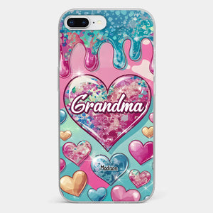 A Grandmother’s Heart Holds Forever Love - Family Personalized Custom 3D Inflated Effect Printed Clear Phone Case - Gift For Mom, Grandma