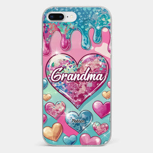 A Grandmother’s Heart Holds Forever Love - Family Personalized Custom 3D Inflated Effect Printed Clear Phone Case - Gift For Mom, Grandma