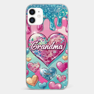 A Grandmother’s Heart Holds Forever Love - Family Personalized Custom 3D Inflated Effect Printed Clear Phone Case - Gift For Mom, Grandma