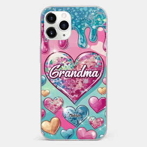 A Grandmother’s Heart Holds Forever Love - Family Personalized Custom 3D Inflated Effect Printed Clear Phone Case - Gift For Mom, Grandma