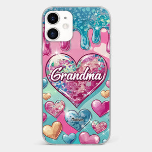 A Grandmother’s Heart Holds Forever Love - Family Personalized Custom 3D Inflated Effect Printed Clear Phone Case - Gift For Mom, Grandma