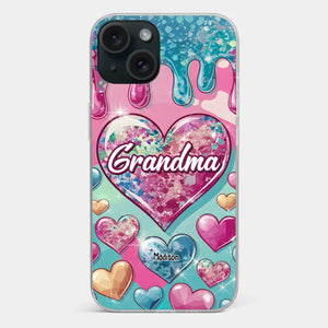 A Grandmother’s Heart Holds Forever Love - Family Personalized Custom 3D Inflated Effect Printed Clear Phone Case - Gift For Mom, Grandma