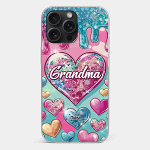 A Grandmother’s Heart Holds Forever Love - Family Personalized Custom 3D Inflated Effect Printed Clear Phone Case - Gift For Mom, Grandma