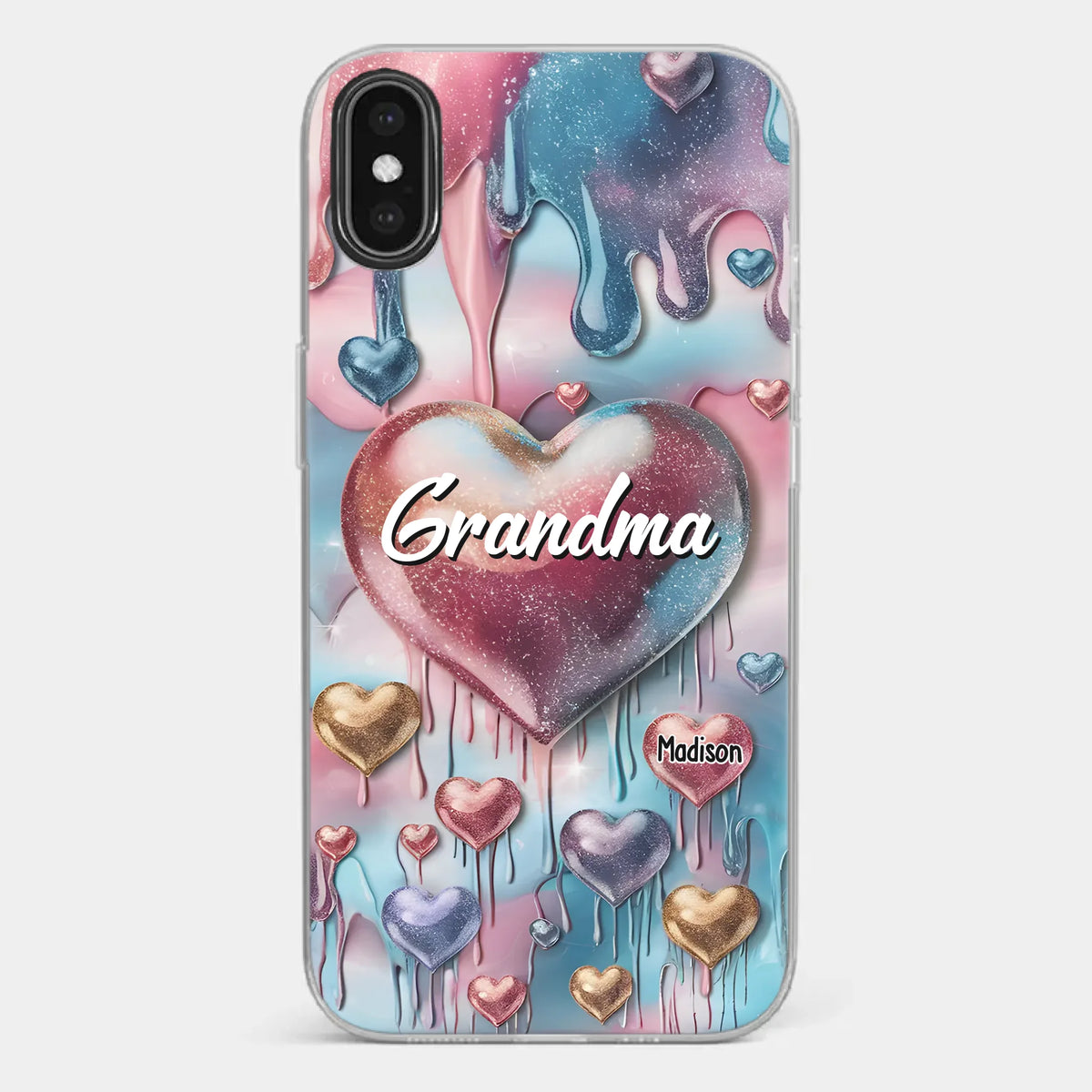 Forever In Grandmother's Heart - Family Personalized Custom 3D Inflated Effect Printed Clear Phone Case - Gift For Mom, Grandma