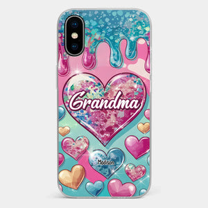 A Grandmother’s Heart Holds Forever Love - Family Personalized Custom 3D Inflated Effect Printed Clear Phone Case - Gift For Mom, Grandma