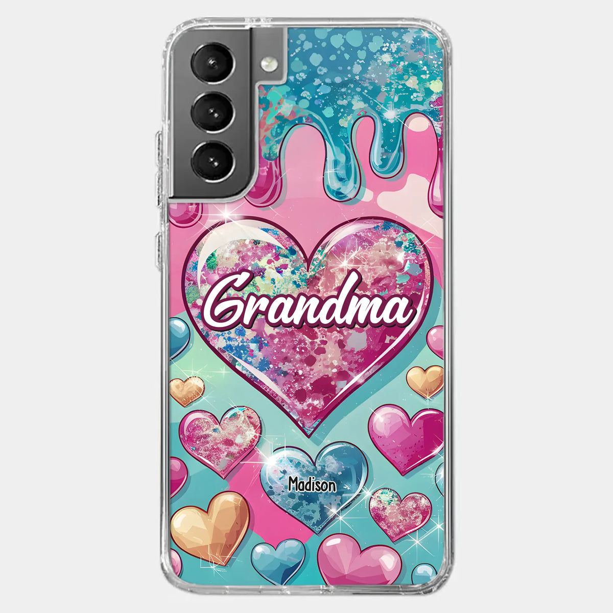 A Grandmother’s Heart Holds Forever Love - Family Personalized Custom 3D Inflated Effect Printed Clear Phone Case - Gift For Mom, Grandma