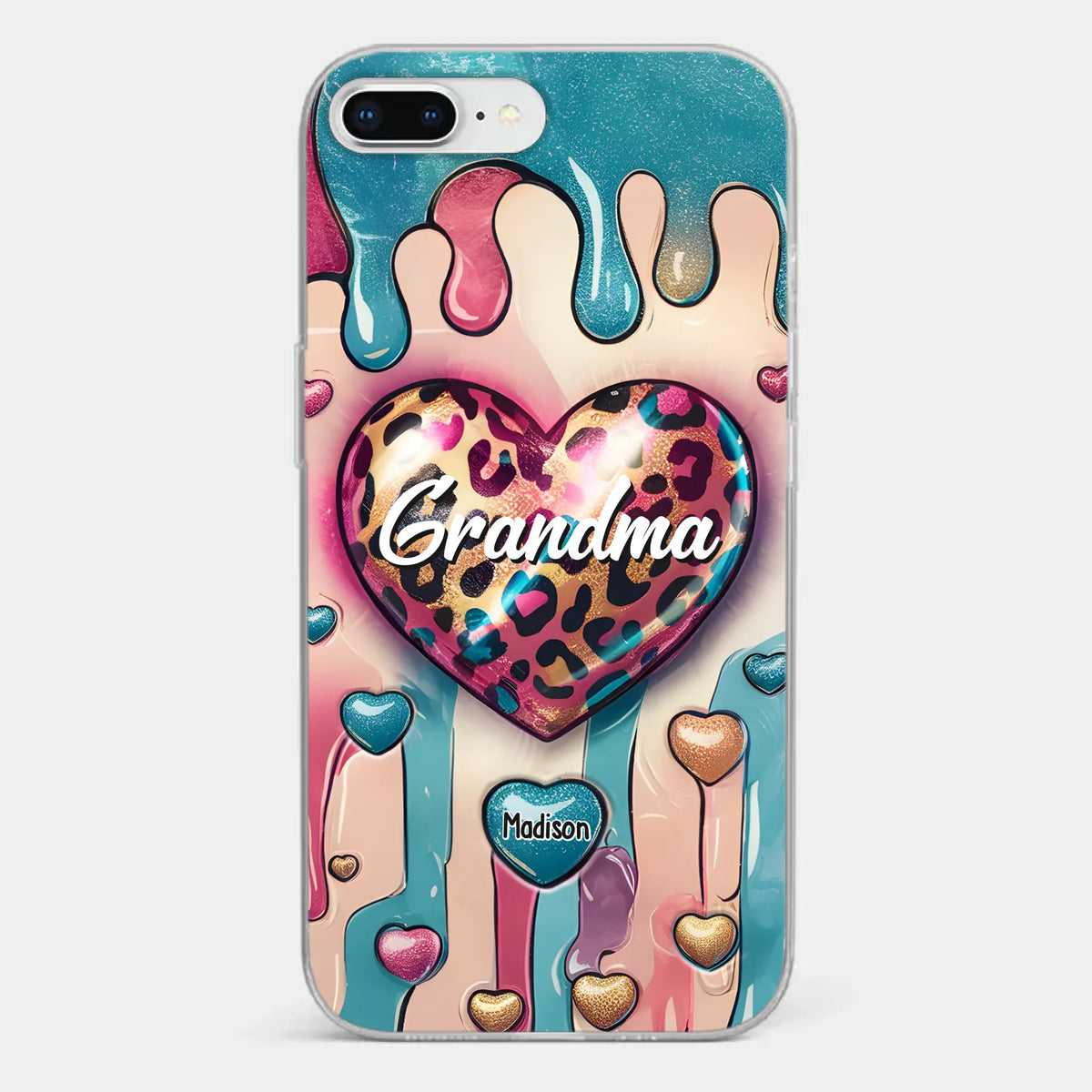 Her Love Is Infinite, Her Bond Unbreakable - Family Personalized Custom 3D Inflated Effect Printed Clear Phone Case - Gift For Mom, Grandma