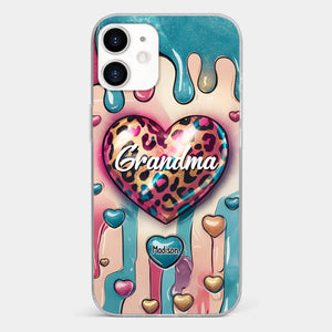 Her Love Is Infinite, Her Bond Unbreakable - Family Personalized Custom 3D Inflated Effect Printed Clear Phone Case - Gift For Mom, Grandma