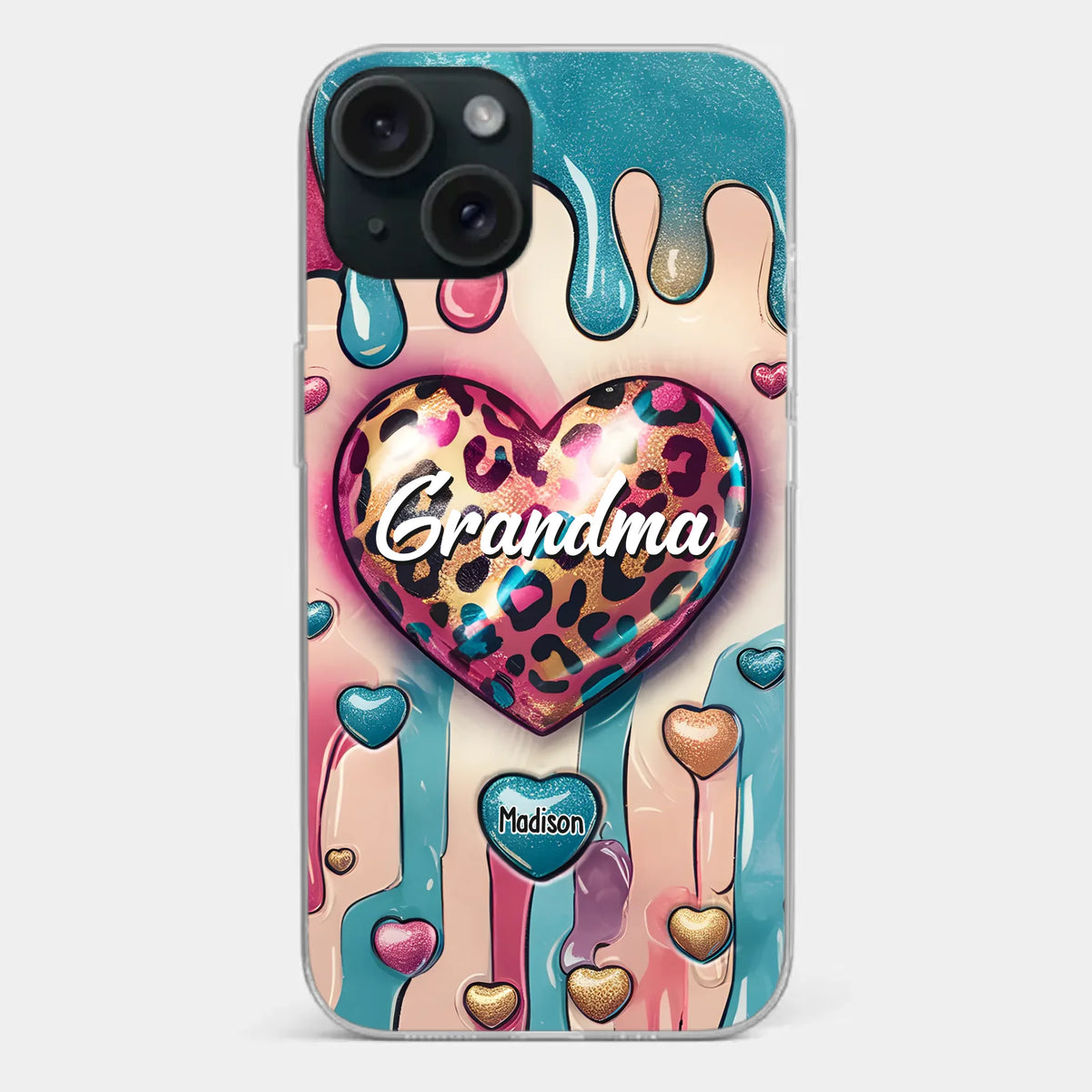 Her Love Is Infinite, Her Bond Unbreakable - Family Personalized Custom 3D Inflated Effect Printed Clear Phone Case - Gift For Mom, Grandma