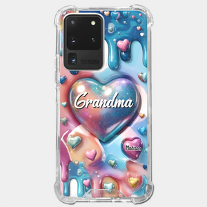 The Love For Grandkids Fills Your Heart Endlessly - Family Personalized Custom 3D Inflated Effect Printed Clear Phone Case - Gift For Mom, Grandma