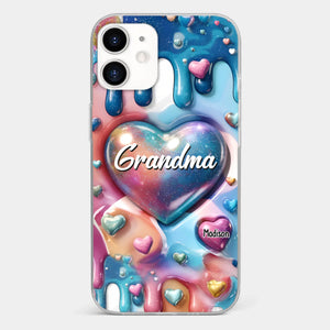 The Love For Grandkids Fills Your Heart Endlessly - Family Personalized Custom 3D Inflated Effect Printed Clear Phone Case - Gift For Mom, Grandma