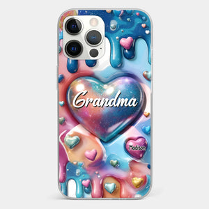 The Love For Grandkids Fills Your Heart Endlessly - Family Personalized Custom 3D Inflated Effect Printed Clear Phone Case - Gift For Mom, Grandma