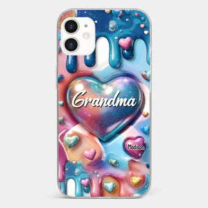 The Love For Grandkids Fills Your Heart Endlessly - Family Personalized Custom 3D Inflated Effect Printed Clear Phone Case - Gift For Mom, Grandma