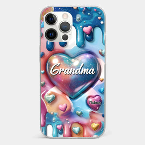 The Love For Grandkids Fills Your Heart Endlessly - Family Personalized Custom 3D Inflated Effect Printed Clear Phone Case - Gift For Mom, Grandma