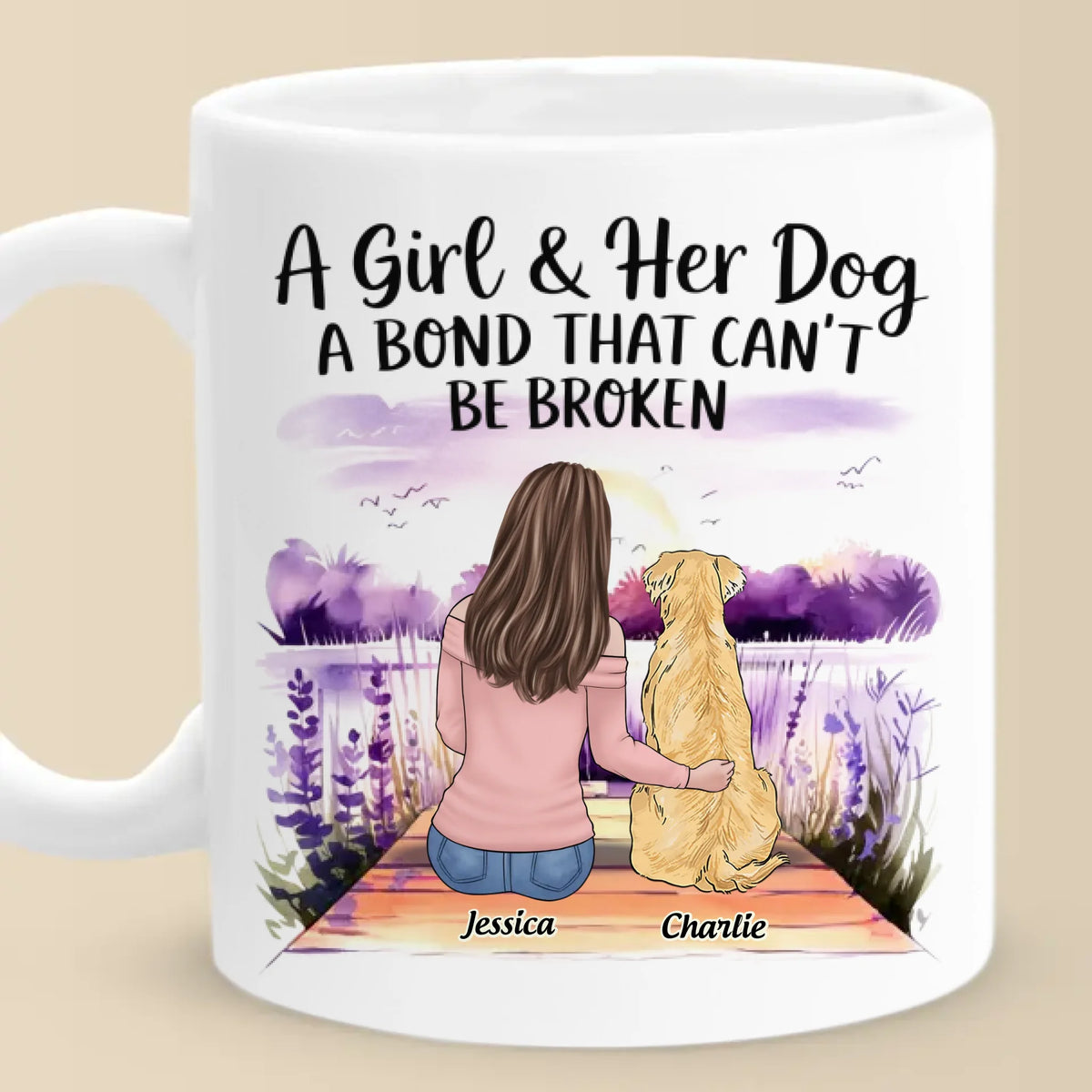 A Girl And Her Dog, Bound By Love - Dog Personalized Custom Mug - Gift For Pet Owners, Pet Lovers